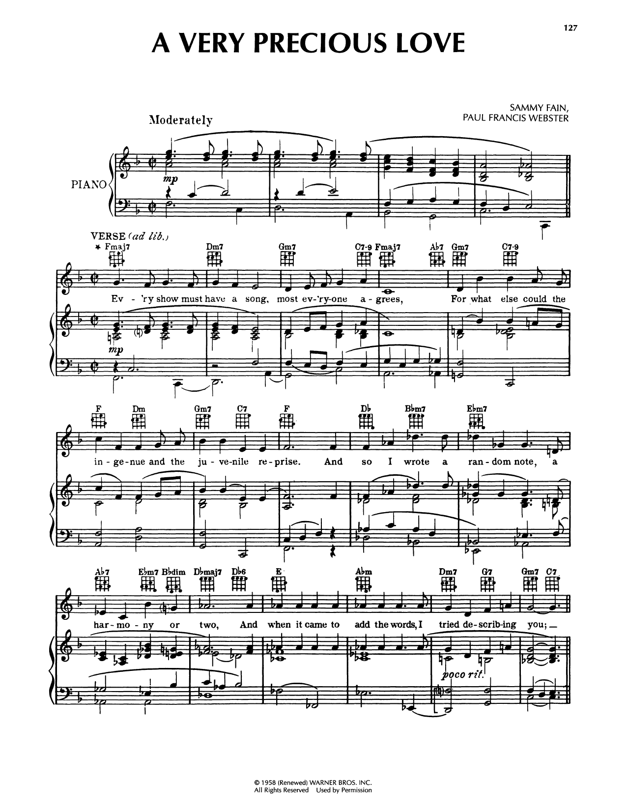 Produktgalerie: Seite 1 von 1 A Very Precious Love, Sammy Fain, Gesang, Gitarre, Klavier