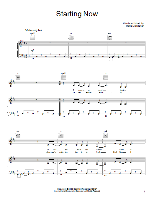 Produktgalerie: Seite 1 von 1 Starting Now, Ingrid Michaelson, Gesang, Gitarre, Klavier