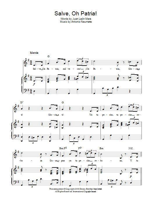 Produktgalerie: Seite 1 von 1 Salve, Oh Patria! (Ecuadorian National Anthem), Antonio Neumane, Gesang, Gitarre, Klavier