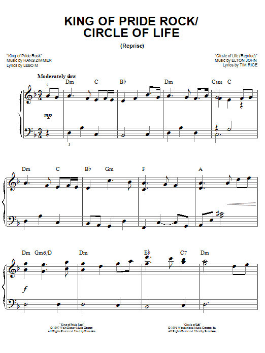 Produktbild zu: King Of Pride Rock (from The Lion King: Broadway Musical)