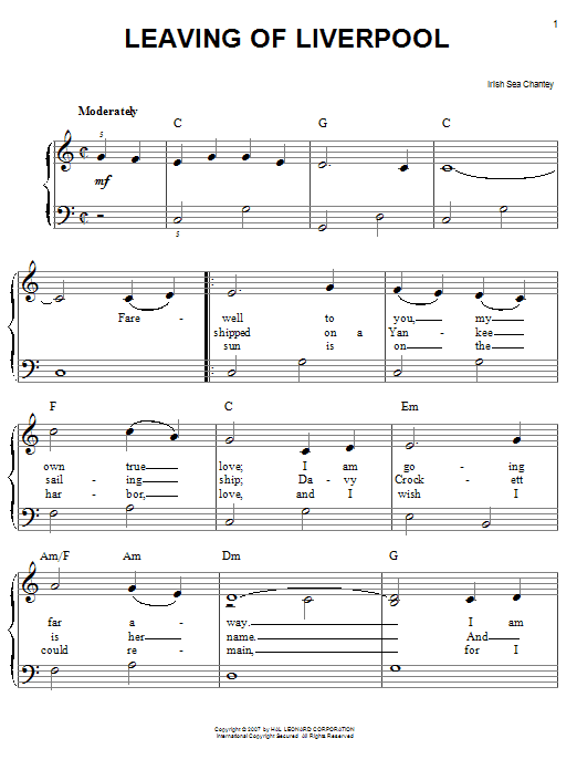 Produktgalerie: Seite 1 von 1 Leaving Of Liverpool, Irish Sea Chanty, Klavier