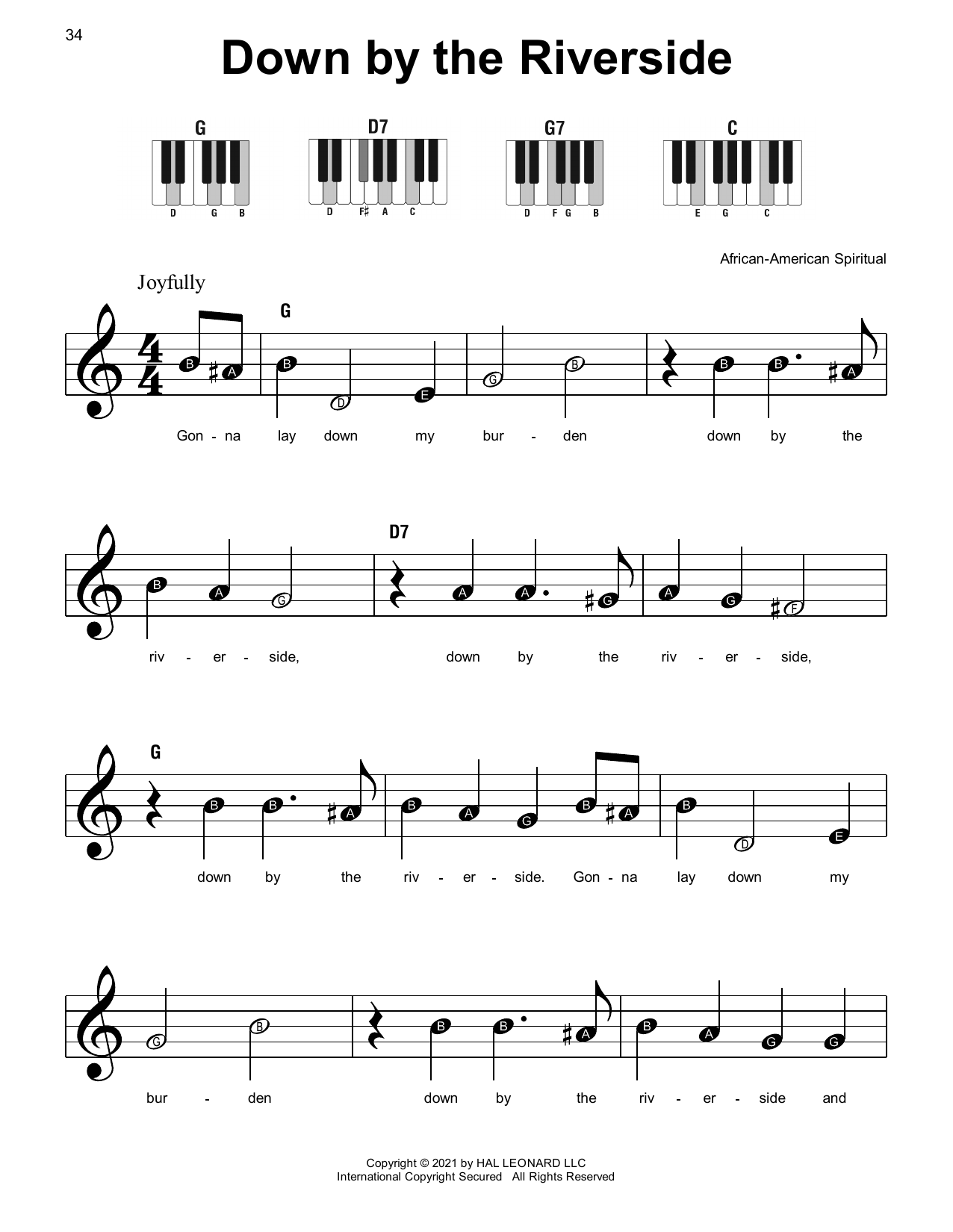 Produktgalerie: Seite 1 von 1 Down By The Riverside, African American Spiritual, Klavier