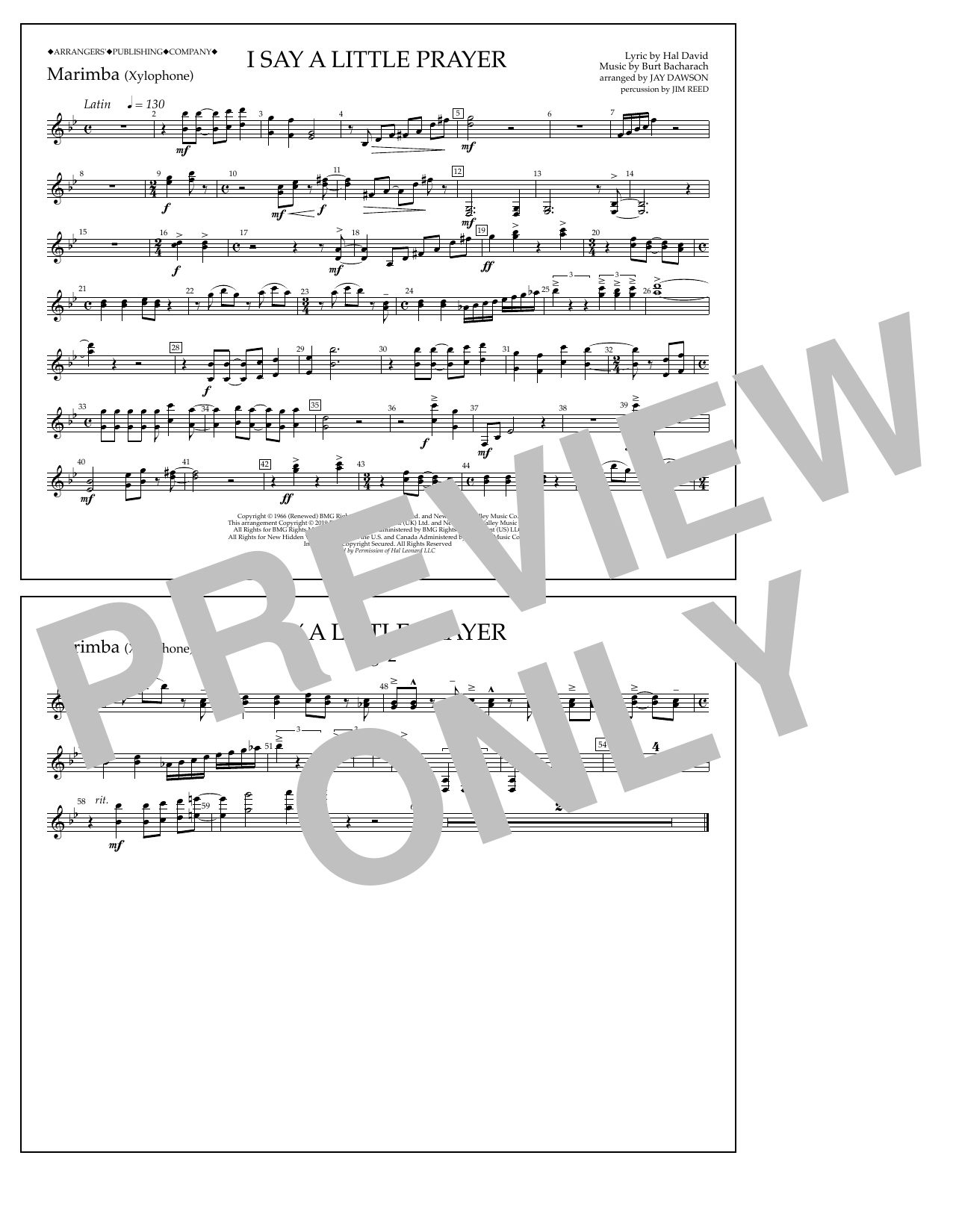 Produktbild zu: I Say a Little Prayer (arr. Jay Dawson) - Marimba