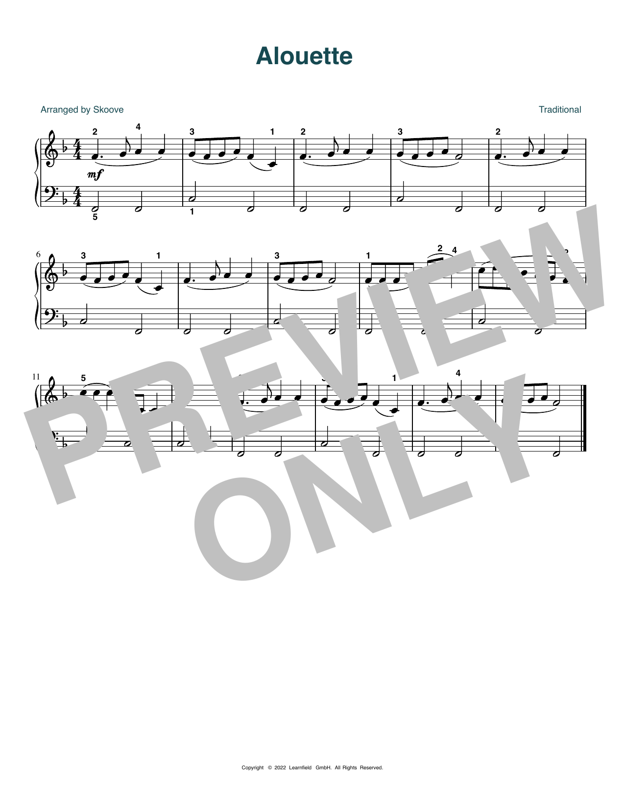Product picture to: Alouette (arr. Skoove)