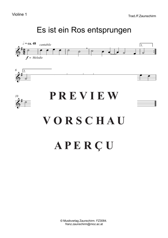 Product gallery: Page 3 of 6 Es ist ein Ros entsprungen , , (violin quartet)