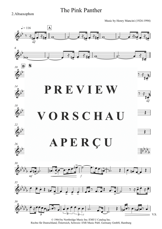 gallery: Pink Panther, , Saxophone Quartet Satb