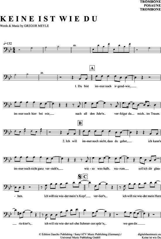 Gregor Meyle Keine Ist Wie Du Text Keine Ist Wie Du - Noten von Gregor Meyle - 7100472 | notendownload