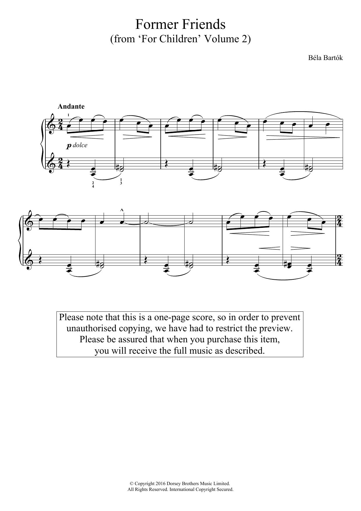 Produktbild zu: Former Friends (From 'For Children', Volume 2)