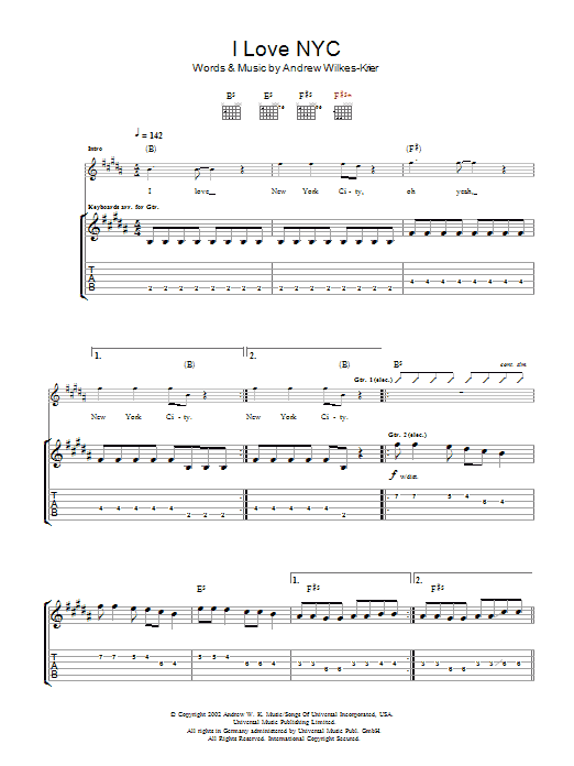 Produktgalerie: Seite 1 von 1 I Love NYC, Andrew W.K., Gitarre