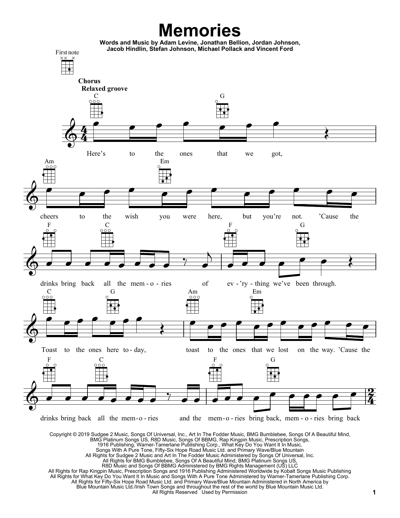 Product gallery: Page 1 of 1 Memories, Maroon 5