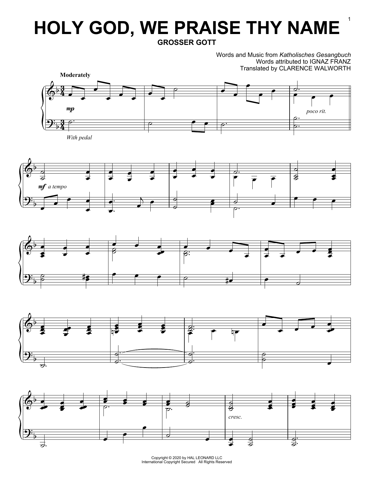 Product gallery: Page 1 of 1 Holy God, We Praise Thy Name, Katholisches Gesangbuch