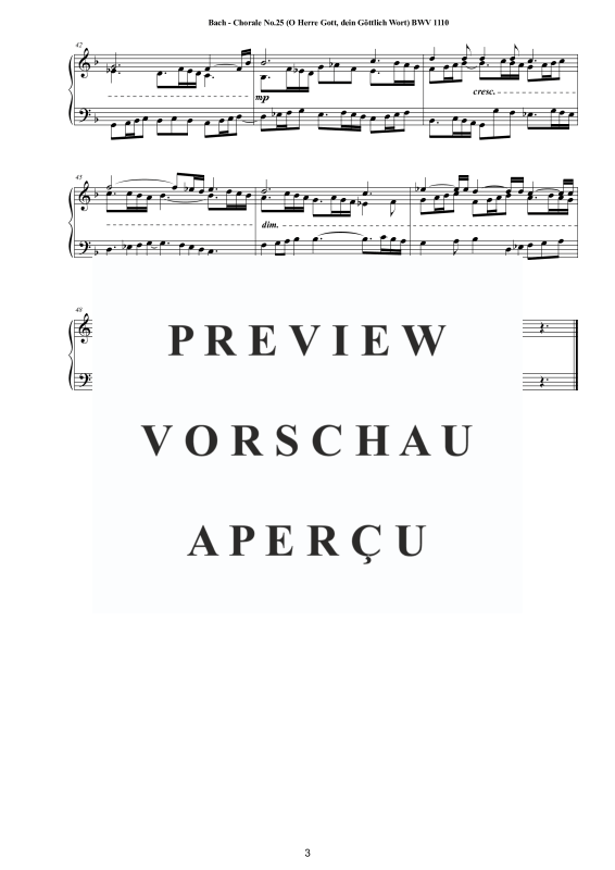 Produktgalerie: Seite 4 von 4 Choral No.25 in B-Dur (O Herre Gott, dein Göttlich Wort) BWV 1110, , Klavier Solo