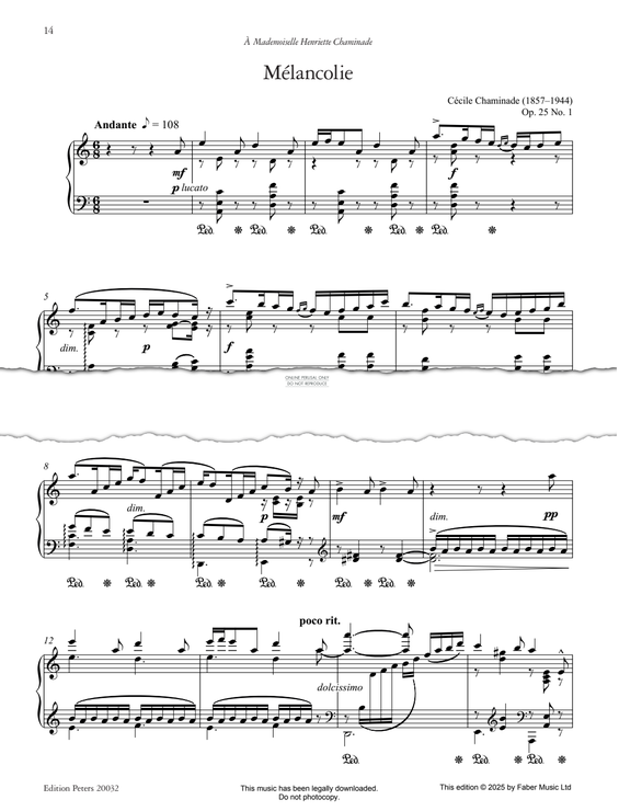 Produktgalerie: Seite 1 von 1 Mélancolie Op. 25 No. 1, Cécile Chaminade