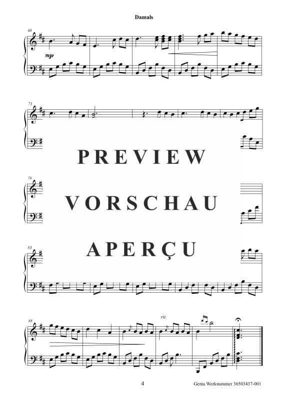 gallery: Damals, , (solo for hook or pedal harp / piano)