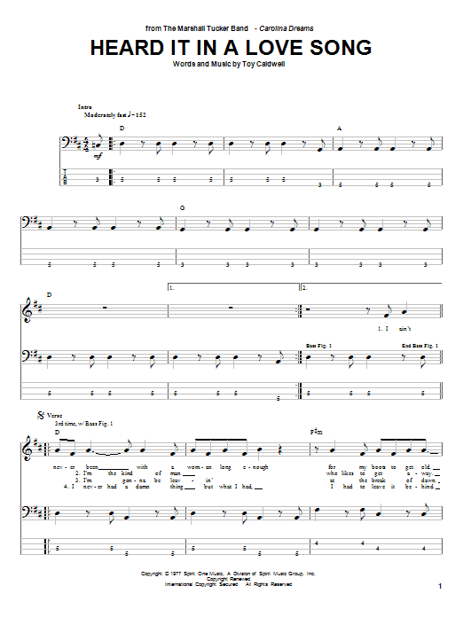 Produktgalerie: Seite 1 von 1 Heard It In A Love Song, Marshall Tucker Band, E-Bass