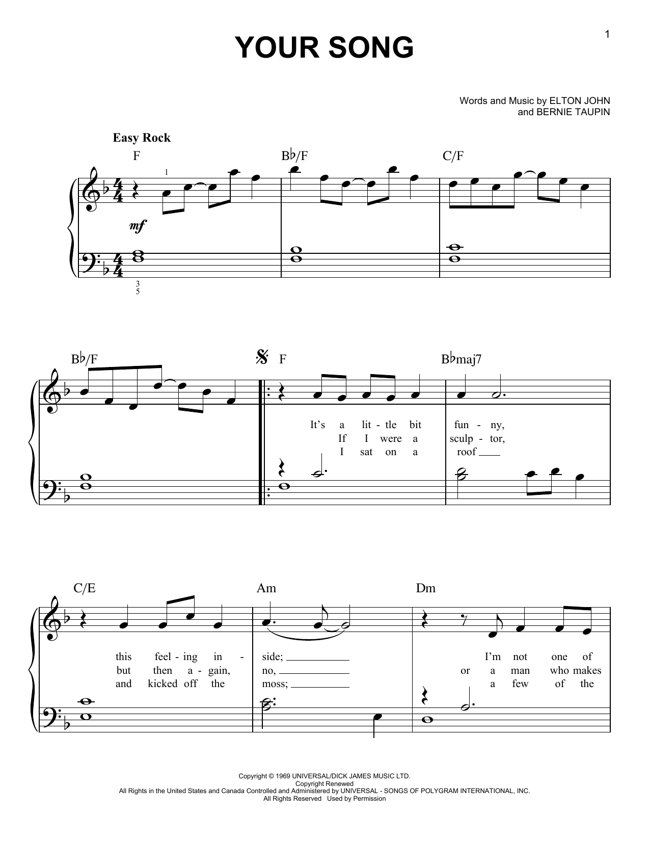 Produktgalerie: Seite 1 von 1 Your Song, Elton John, Klavier
