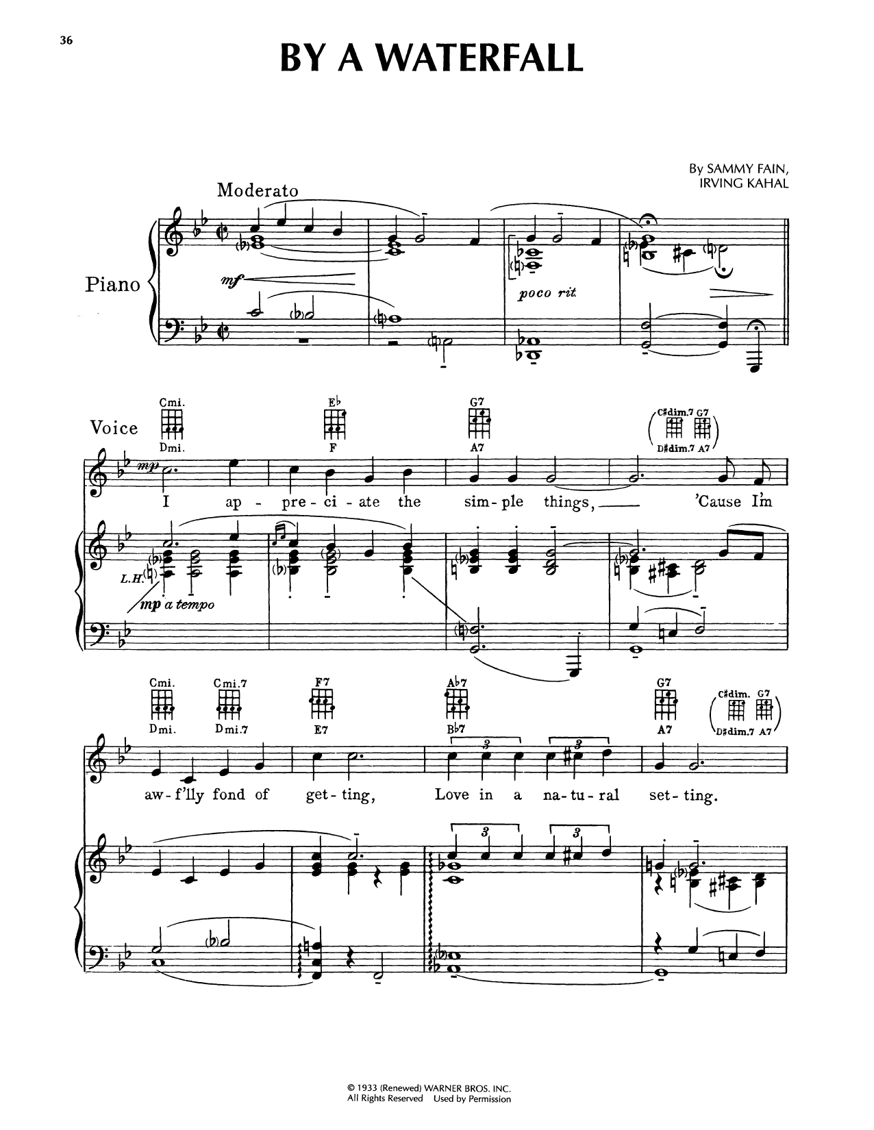 Produktgalerie: Seite 1 von 1 By A Waterfall (from Footlight Parade), Sammy Fain, Gesang, Gitarre, Klavier