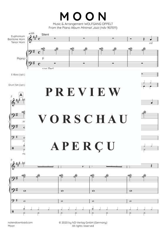 Produktgalerie: Seite 6 von 11 Moon, , Euphonium/Bariton/Tenorhorn in B und Klavier - E-Bass und Drum Set optional