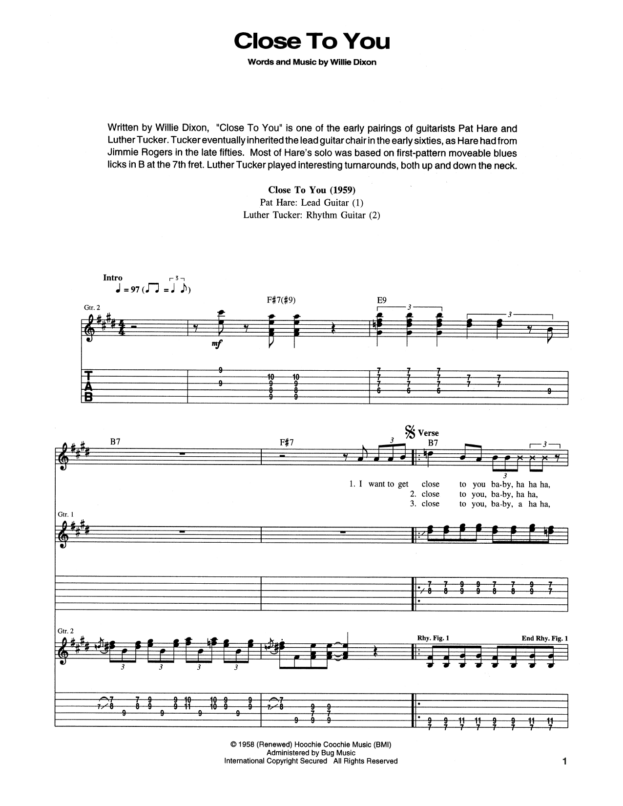 Product gallery: Page 1 of 1 Close To You (I Wanna Get), Muddy Waters