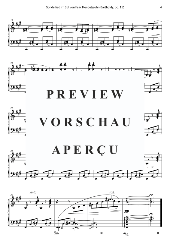 Produktgalerie: Seite 6 von 6 Gondellied im Mendelssohn-Stil über "Ach du lieber Augustin", , Klavier Solo