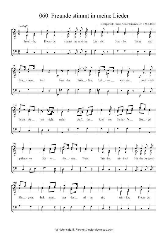 Product picture to: Freunde stimmt in meine Lieder Franz Xaver Eisenhofer, 1783-1860
