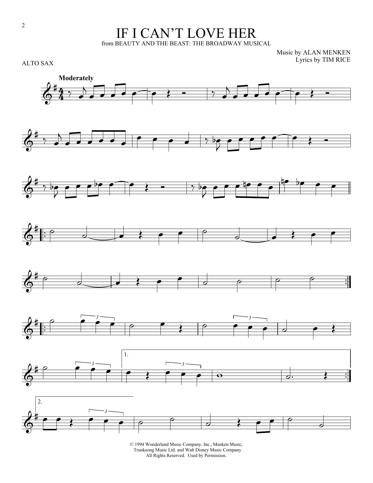 Product gallery: Page 1 of 1 If I Can't Love Her (from Beauty And The Beast: The Musical), Alan Menken & Tim Rice
