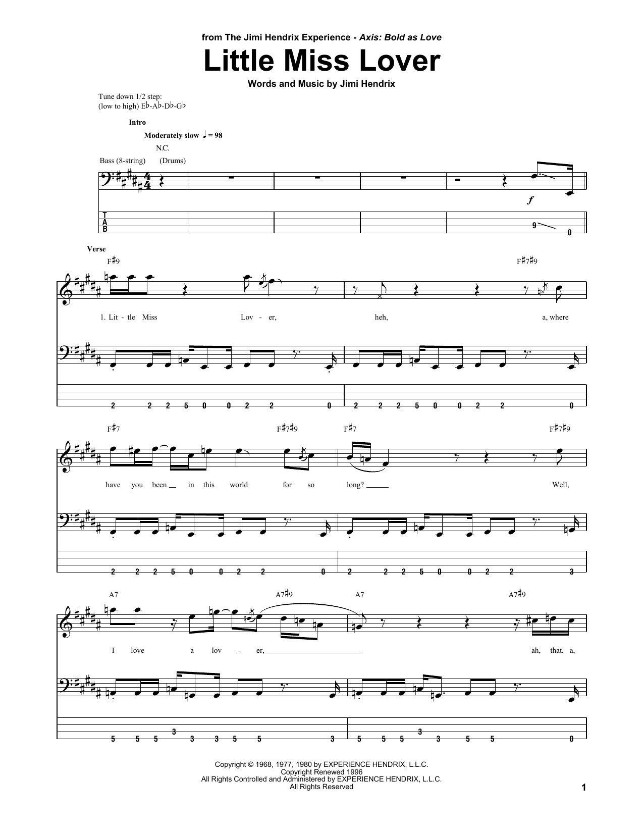 Produktgalerie: Seite 1 von 1 Little Miss Lover, Jimi Hendrix, E-Bass