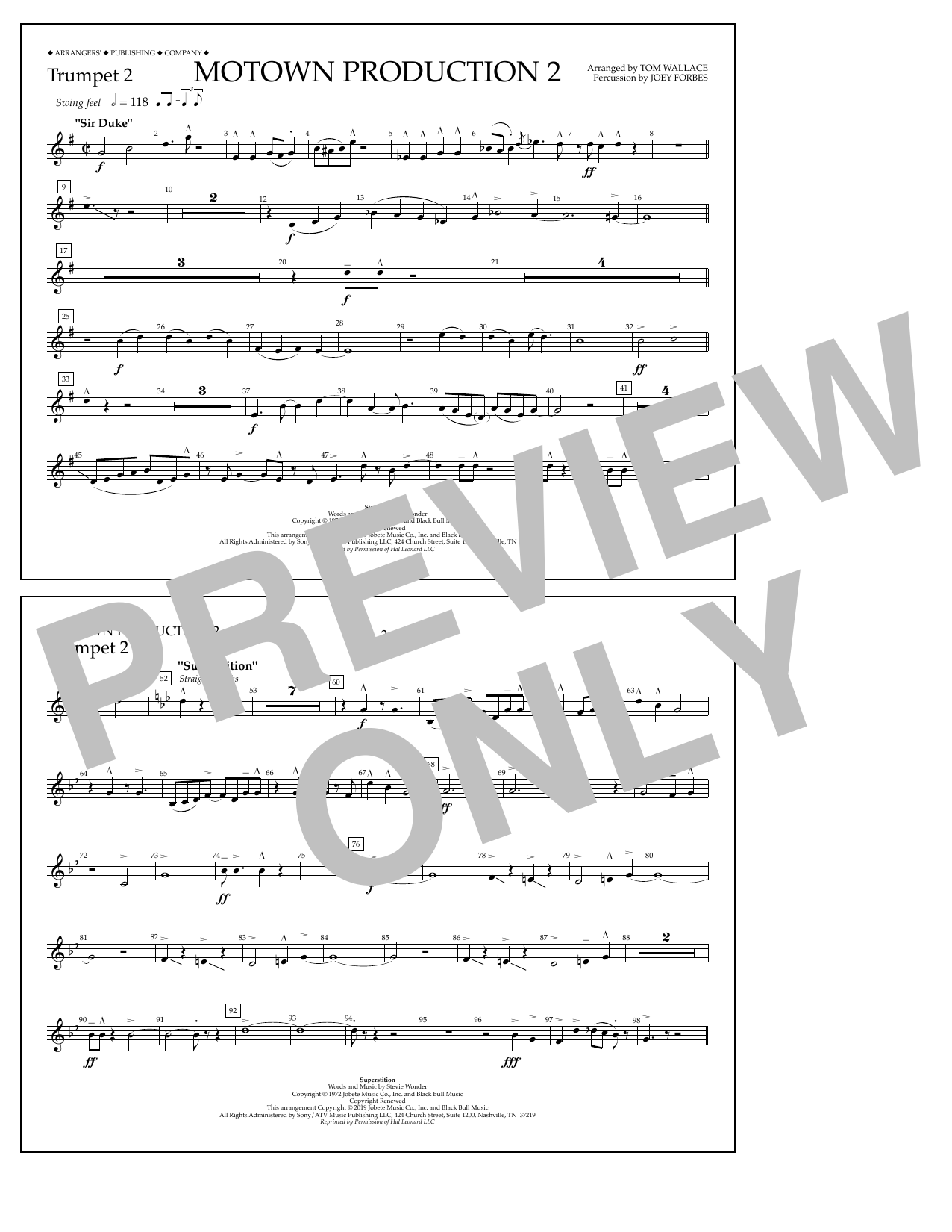 Produktbild zu: Motown Production 2 (arr. Tom Wallace) - Trumpet 2