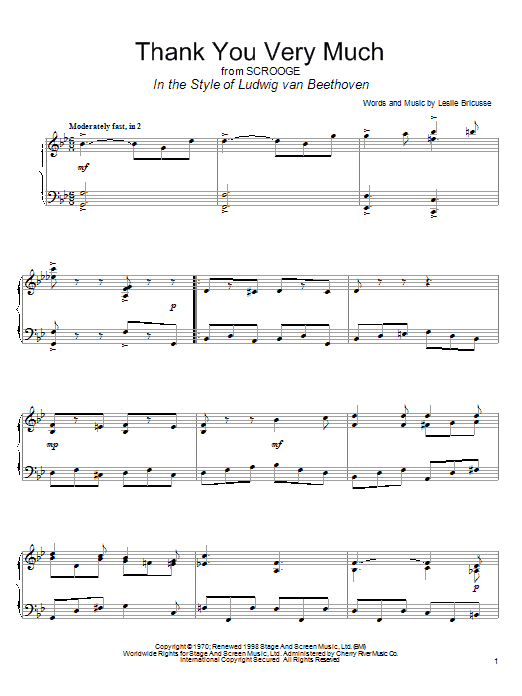 Produktbild zu: Thank You Very Much (from Scrooge) (in the style of Beethoven) (arr. David Pearl)