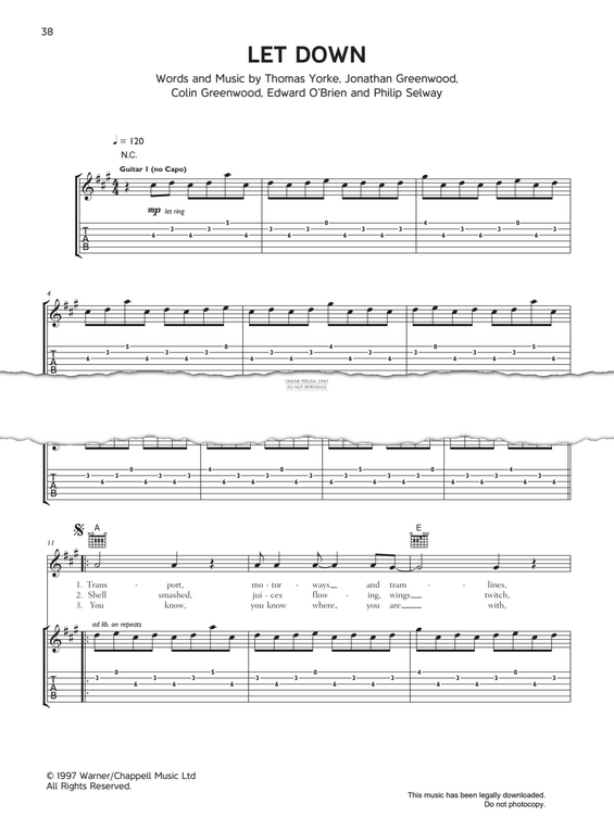 Produktgalerie: Seite 1 von 1 Let Down, Radiohead, Gesang, Gitarre