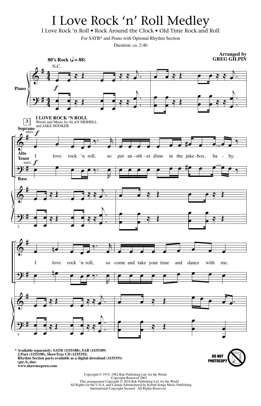 Produktgalerie: Seite 1 von 1 I Love Rock 'n' Roll Medley, Greg Gilpin, Chor