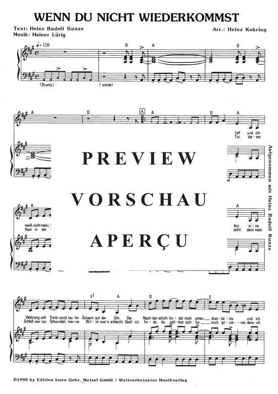 Produktgalerie: Seite 4 von 4 Wenn Du nicht wiederkommst, Kunze, 	Heinz Rudolf, Klavier und Gesang