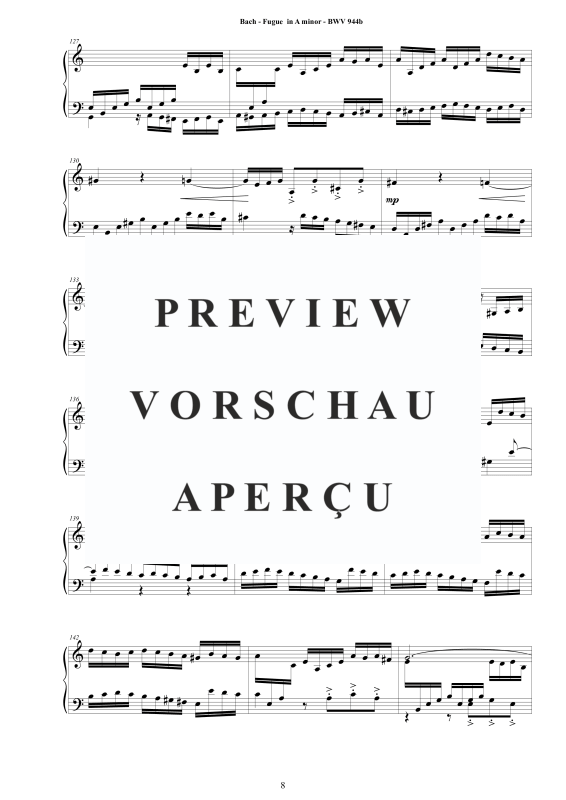 Produktgalerie: Seite 9 von 11 Fuge in A-Moll BWV 944b - Piano Version, , Klavier Solo