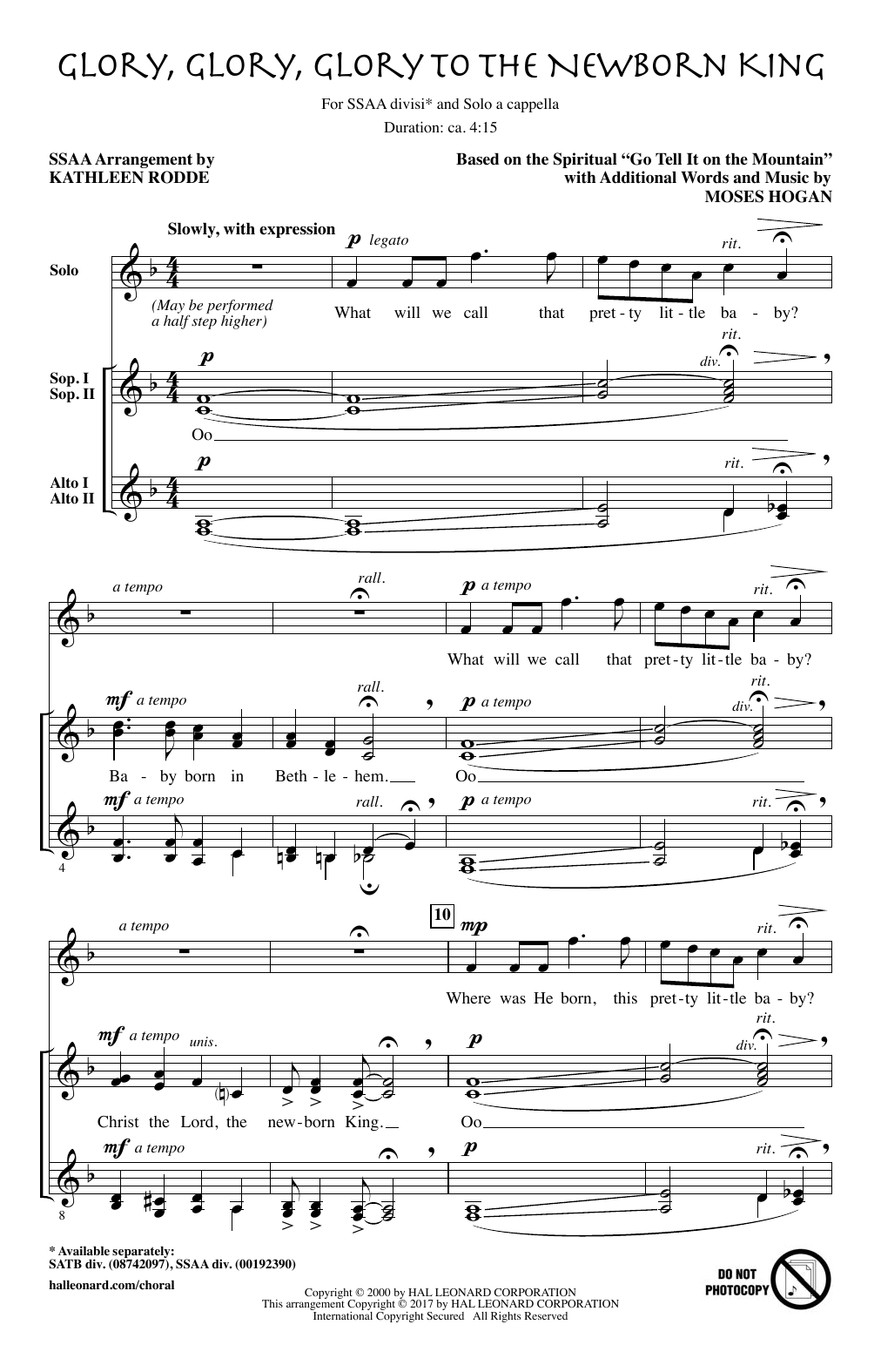 Produktgalerie: Seite 1 von 1 Glory, Glory, Glory To The Newborn King, Kathleen Rodde, Chor