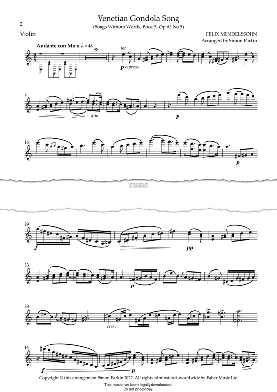 Product picture to: Venetian Gondola Song (from 'Songs Without Words Book 5 Op.62, No.5')