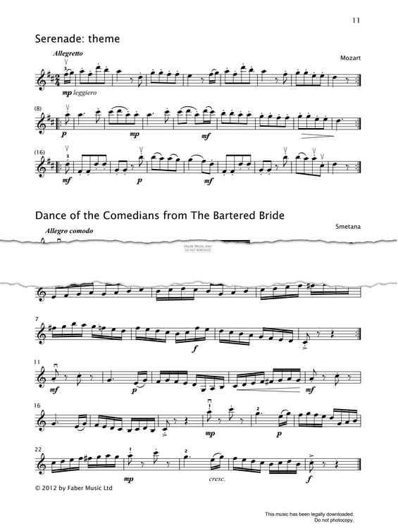 gallery: Theme (from 'Serenade'), Wolfgang Amadeus Mozart, Violine