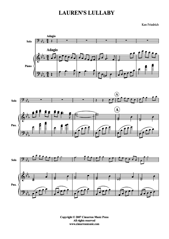 Product picture to: Lauren's Lullaby (for my daughter) Kenneth Friedrich