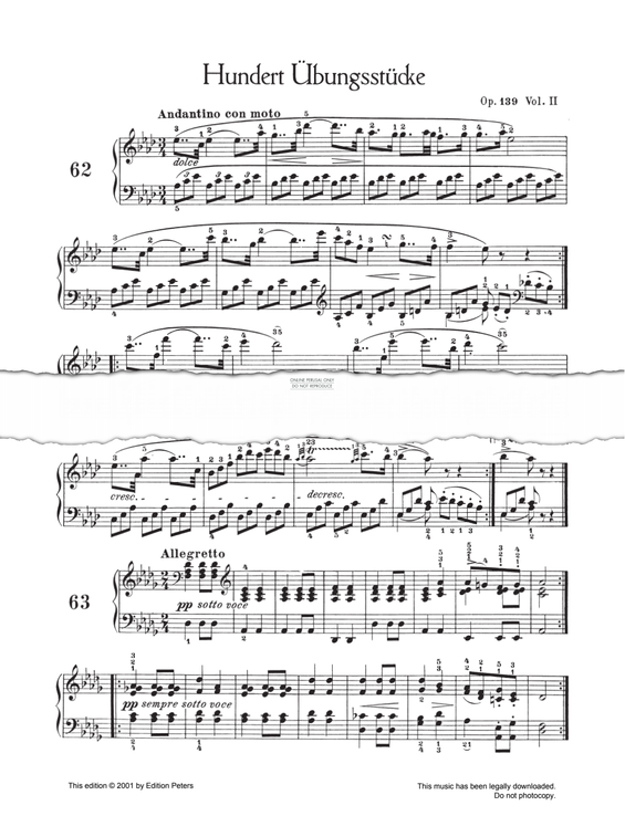 Produktgalerie: Seite 1 von 1 Andantino Con Moto Op. 139 No. 62, Carl Czerny, Klavier