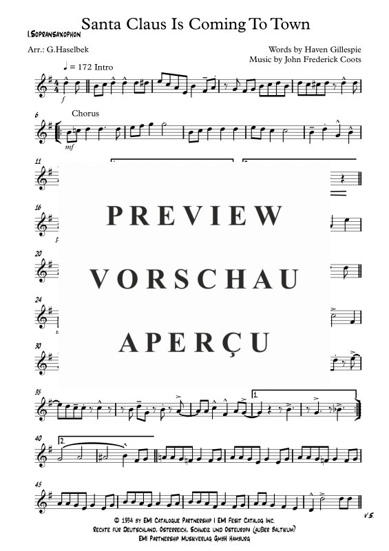 gallery: Santa Claus Is Coming To Town, , Saxophone Quartet S/A A T B