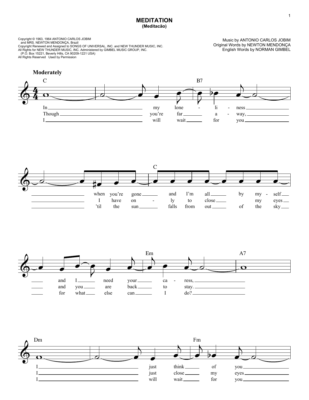 Produktgalerie: Seite 1 von 1 Meditation (Meditacao), Antonio Carlos Jobim