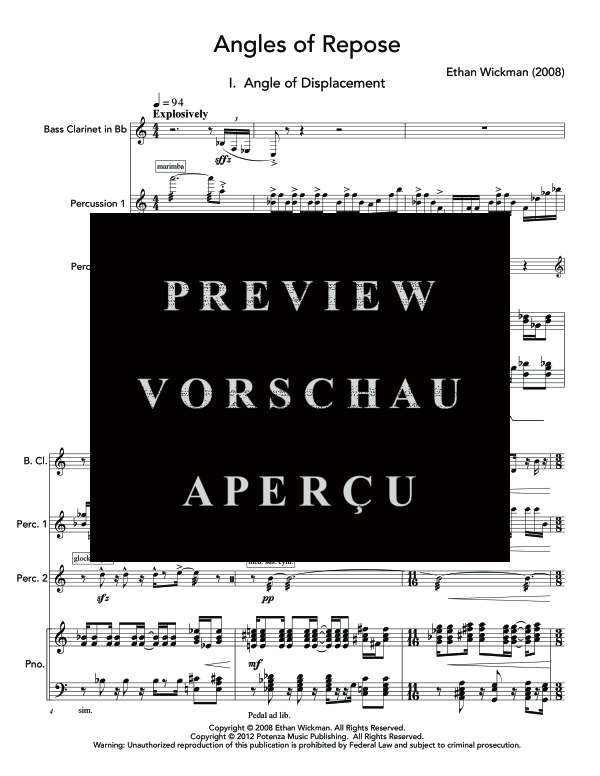 Produktgalerie: Seite 5 von 11 Angles of Repose, , (Trio Bass Klarinette, Percussion und Klavier)