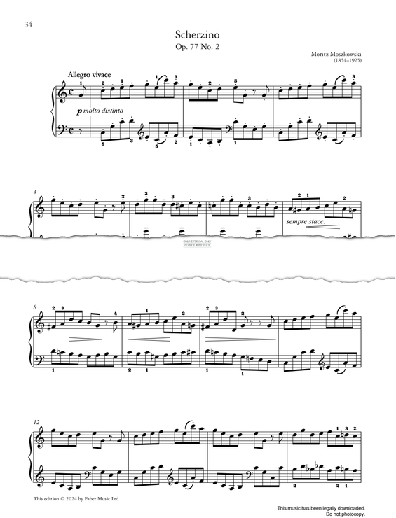 Produktgalerie: Seite 1 von 1 Scherzino, Op. 77 No. 2, Moritz Moszkowski, Klavier