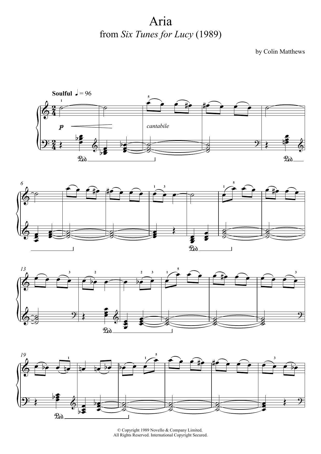 Product picture to: Aria (From Six Tunes For Lucy)