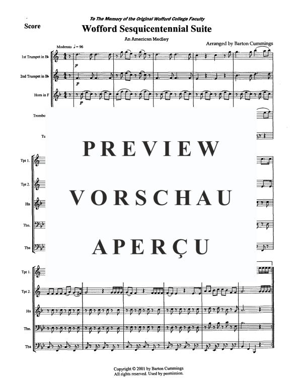 Produktgalerie: Seite 3 von 11 Wofford Sesquicentennial Suite, , Blechbläserquintett