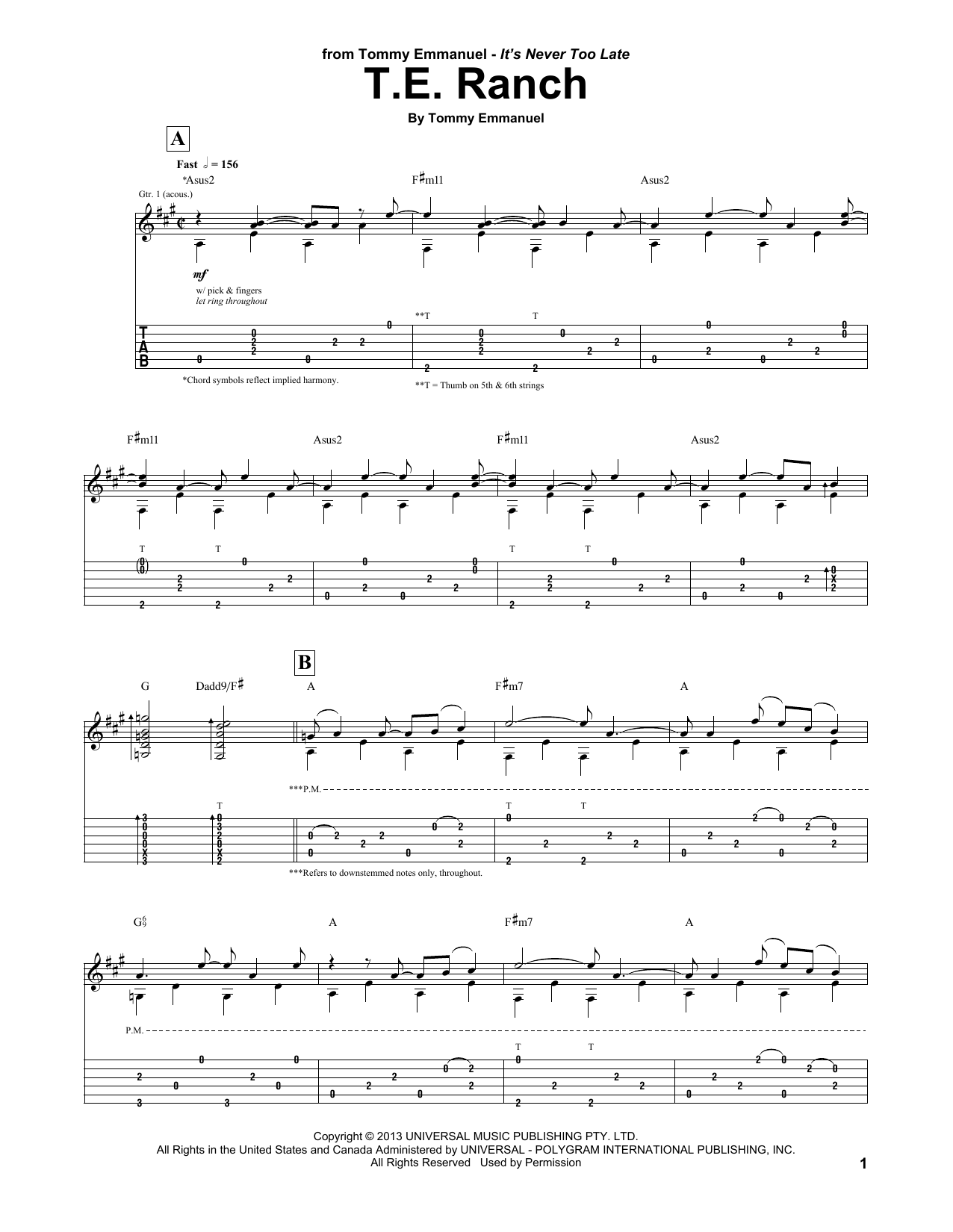 Product gallery: Page 1 of 1 T.E. Ranch, Tommy Emmanuel