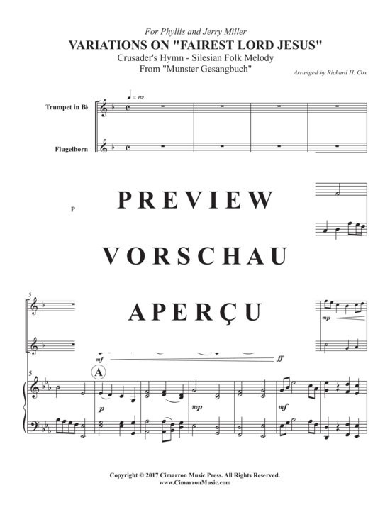 Product gallery: Page 3 of 9 Variations on Fairest Lord Jesus , , (trumpet in Bb, flugelhorn + piano)