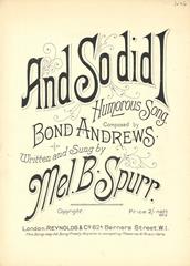 cover: And So Did I, Mel B. Spurr, Gesang, Klavier