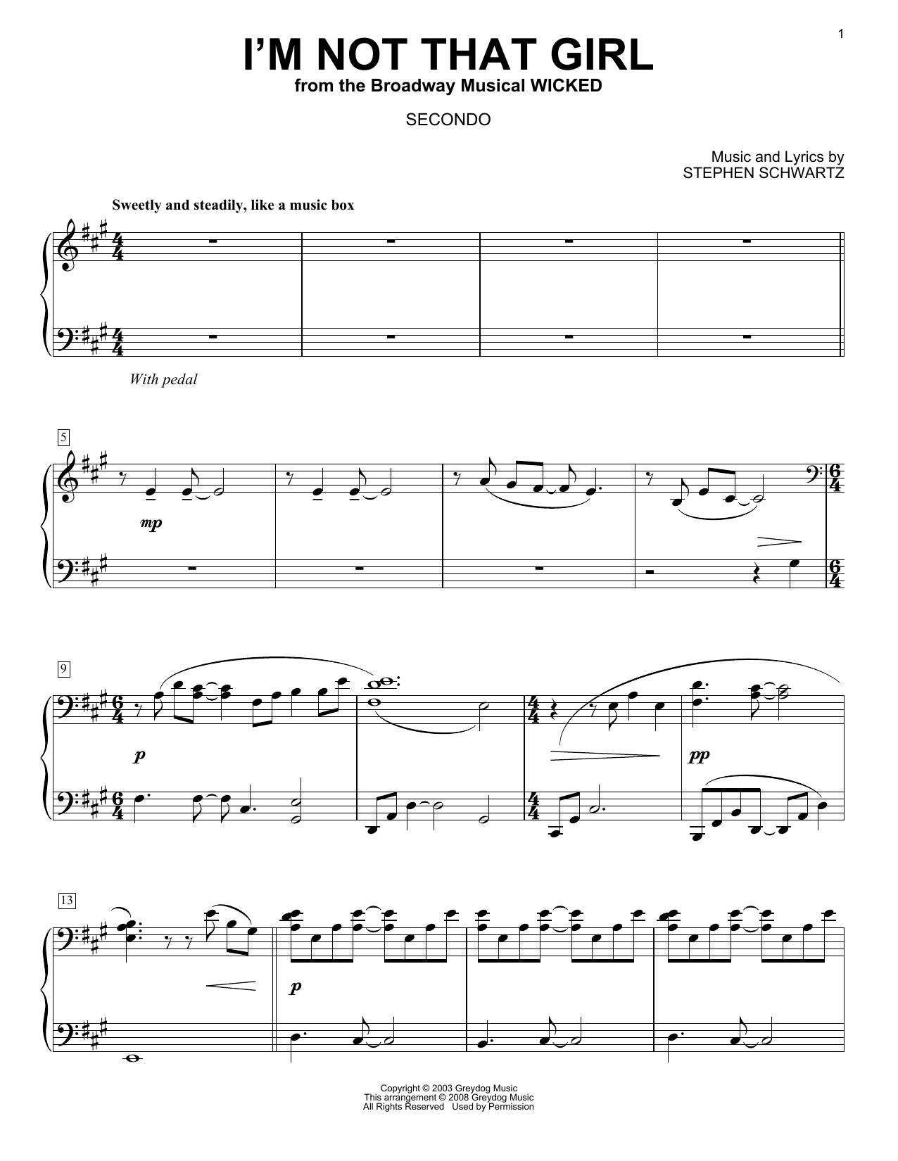 Produktbild zu: I'm Not That Girl (from Wicked) (arr. Carol Klose)