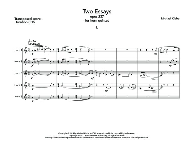 Produktgalerie: Seite 1 von 11 Two Essays, Op. 237, , (Horn Quintett)