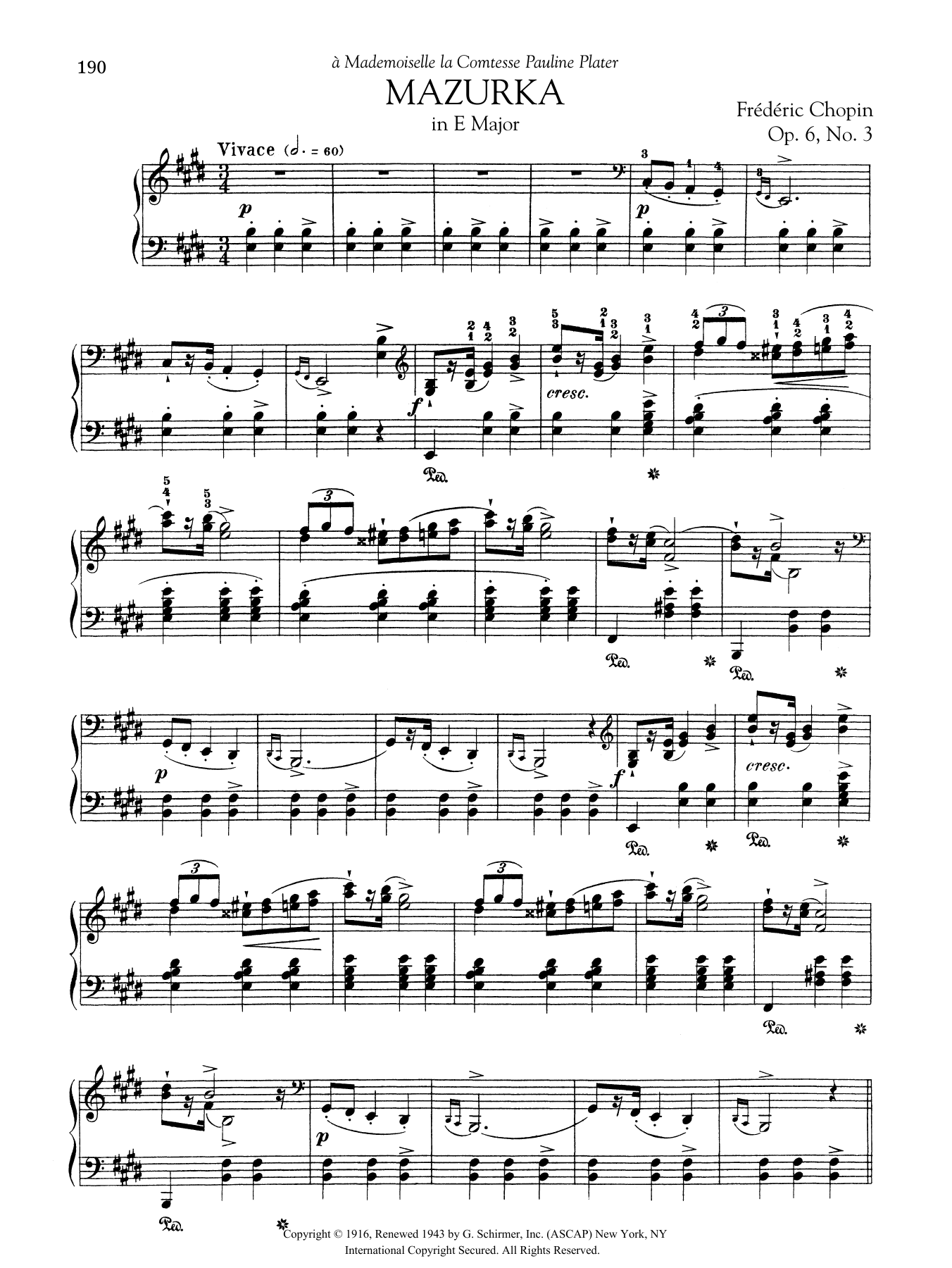 Product gallery: Page 1 of 1 Mazurka in E Major, Op. 6, No. 3, Frédéric Chopin